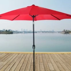 Umbrellas Jordan Manufacturing 9FT Steel Market Umbrella In Red