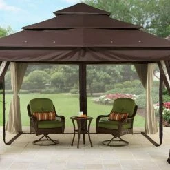 TOPS Gazebo Canopy Replacement BHG Archer Ridge 10x12 FT Brown Gazebo Canopy