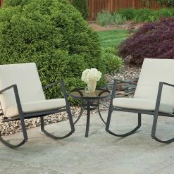 Apollo Outdoor Aurora 3 Piece Cushion Seating Set, Neutral Patio Sets